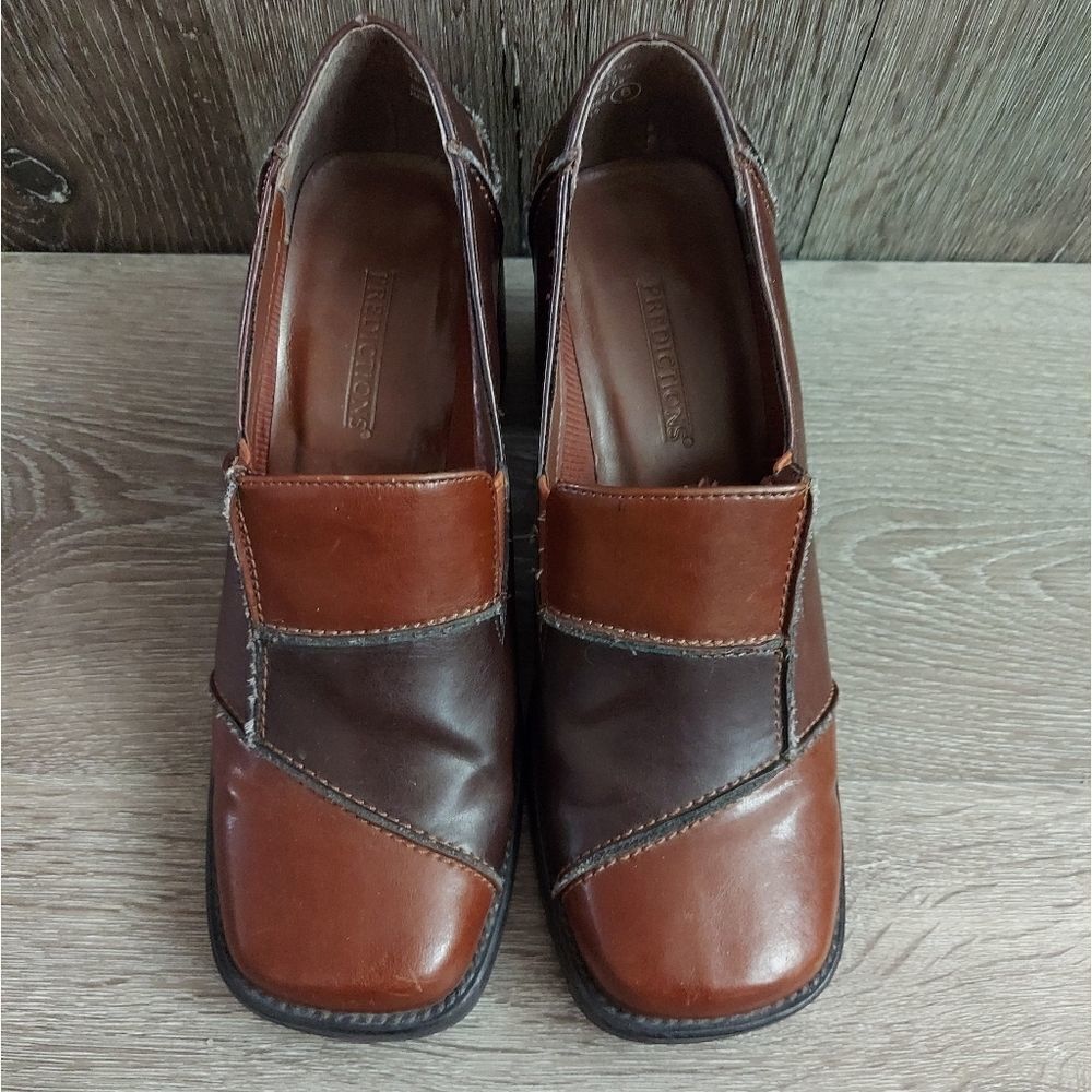 Vintage 90s Predictions Brown Patchwork Chunky He… - image 3